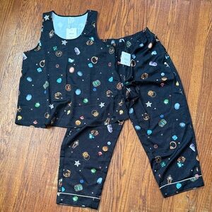 RARE Fabletics Fantasy Space Gem Themed Silk Pajamas Medium